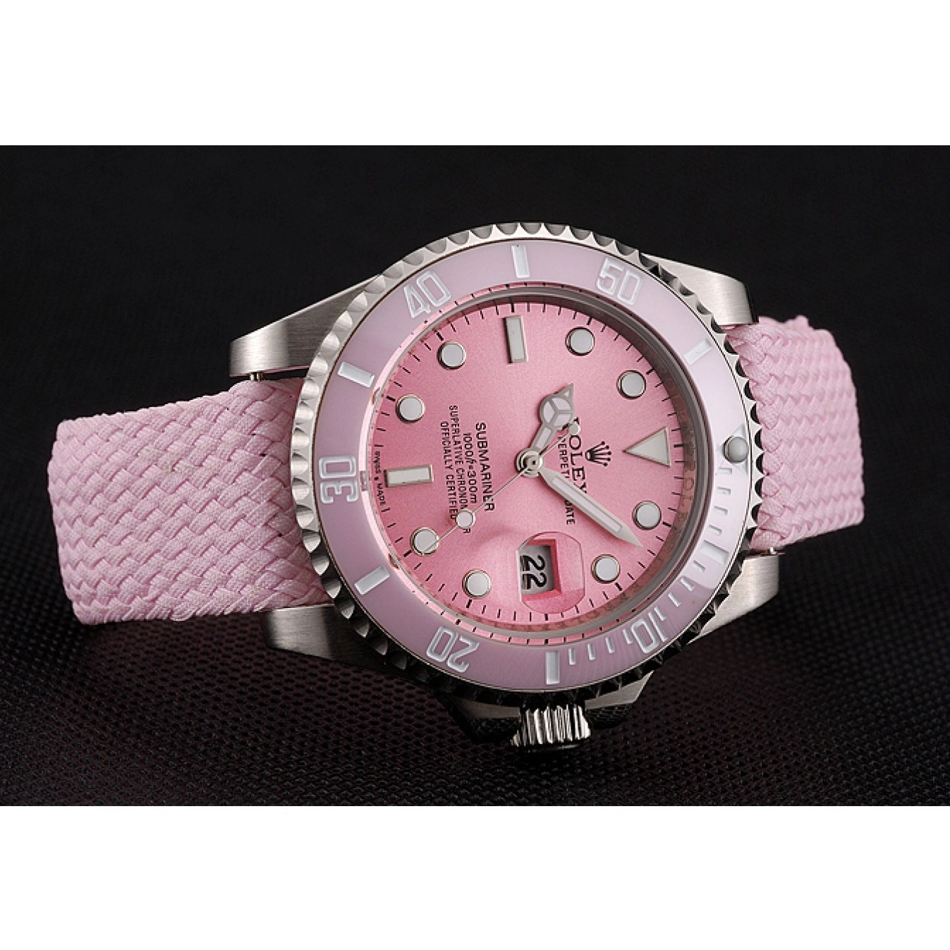 Aaa replica watch Bracelet Dial Rolex Pink Pink Submariner Pink 1453866 Fabric Bezel 0817